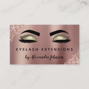 Rose Gold Glitter Sparkle Eyelash Extensions Business Card