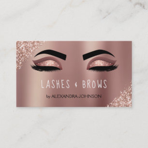 Rose Gold Glitter Sparkle Eyelashes Lashes Brows Business Card