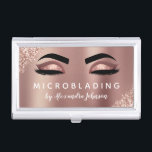 Rose Gold Glitter Sparkle Eyelashes Microblading Business Card Holder<br><div class="desc">Blush Pink - Rose Gold Sparkly Glitter Eyelashes Lashes and Brows Microblading Salon Beauty Business Card with white lettered typography for the monogram on the back. The Blush Pink and Rose Gold Girly Glitter Business Cards are perfect for a modern and elegant Eyelashes (lashes), Eyebrows (brows), Microblading or Threading ....</div>