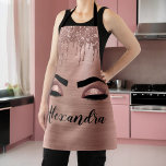 Rose Gold Glitter Sparkle Eyelashes Monogram Name Apron<br><div class="desc">Rose Gold Faux Foil Metallic Sparkle Glitter Brushed Metal Monogram Name and Initial Eyelashes (Lashes),  Eyelash Extensions and Eyes Blush Pink Cooking Apron. This makes the perfect sweet 16 birthday,  wedding,  bridal shower,  anniversary,  baby shower or bachelorette party gift for someone decorating her room in trendy cool style.</div>