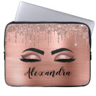 Rose Gold Glitter Sparkle Eyelashes Monogram Name
