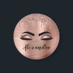 Rose Gold Glitter Sparkle Eyelashes Monogram Name Magnet<br><div class="desc">Rose Gold Faux Foil Metallic Sparkle Glitter Brushed Metal Monogram Name and Initial Eyelashes (Lashes),  Eyelash Extensions and Eyes Blush Pink Magnets. The design makes the perfect sweet 16 birthday,  wedding,  bridal shower,  anniversary,  baby shower or bachelorette party gift for someone looking for a trendy cool style.</div>