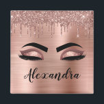 Rose Gold Glitter Sparkle Eyelashes Monogram Name Magnet<br><div class="desc">Rose Gold Faux Foil Metallic Sparkle Glitter Brushed Metal Monogram Name and Initial Eyelashes (Lashes),  Eyelash Extensions and Eyes Blush Pink Refrigerator Magnets. The design makes the perfect sweet 16 birthday,  wedding,  bridal shower,  anniversary,  baby shower or bachelorette party gift for someone looking for a trendy cool style.</div>