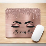 Rose Gold Glitter Sparkle Eyelashes Monogram Name Mouse Pad<br><div class="desc">Rose Gold Faux Foil Metallic Sparkle Glitter Brushed Metal Monogram Name and Initial Eyelashes (Lashes),  Eyelash Extensions and Eyes Blush Pink Mousepad. The design makes the perfect sweet 16 birthday,  wedding,  bridal shower,  anniversary,  baby shower or bachelorette party gift for someonelooking for a trendy cool style.</div>