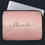 Rose gold glitter sparkle glam gradient name laptop sleeve<br><div class="desc">Girly and elegant. A rose gold gradient faux glitter pattern. Personalize and add your name. The name is written with a modern hand lettered style script. Dark rose gold coloured letters. To keep the swashes only delete the sample name, leave the spaces or emoji's in front and after the name....</div>