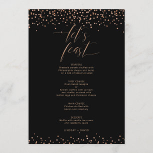 Rose gold glitter sparkle let's feast Menu Card