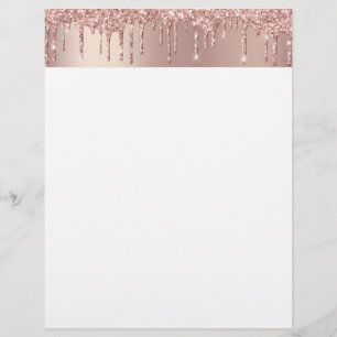 Rose Gold Glitter Sparkle Letterhead Custom Text