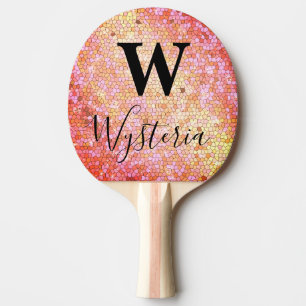 Rose Gold Glitter Sparkle Monogram Chalkboard Name Ping Pong Paddle