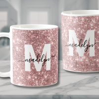 Rose Gold Glitter Sparkle Monogram