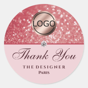 Rose Gold Glitter Sparkle Stars Diamond Image Logo Classic Round Sticker