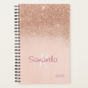 Rose Gold Glitter Sparkle Yearly Monogram Planner