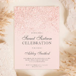 Rose gold glitter sparkles blush sweet sixteen invitation<br><div class="desc">A modern,  pretty chic and elegant rose gold glitter shower ombre with pastel blush pink colour block Sweet 16 birthday party invitation .</div>