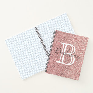 Rose Gold Glitter Sparkles Monogram Name  Notebook