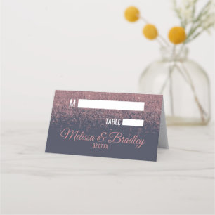 Rose Gold Glitter Sparkles Navy Blue Place Cards