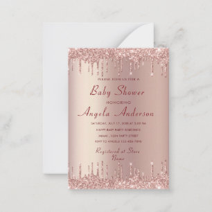 Rose Gold Glitter Sparkly Baby Shower Invitation