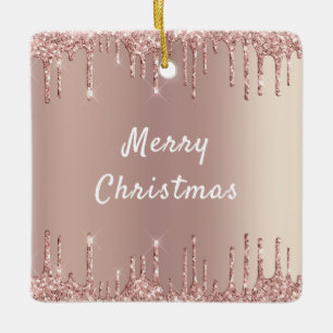 Rose Gold Glitter Sparkly Christmas Ornament