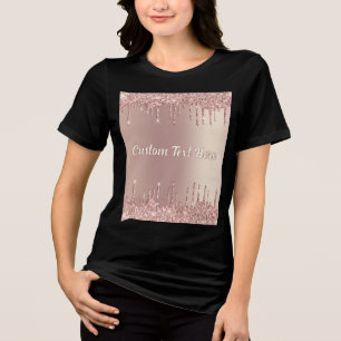 Rose Gold Glitter Sparkly Custom Text Personalized Tri-Blend Shirt