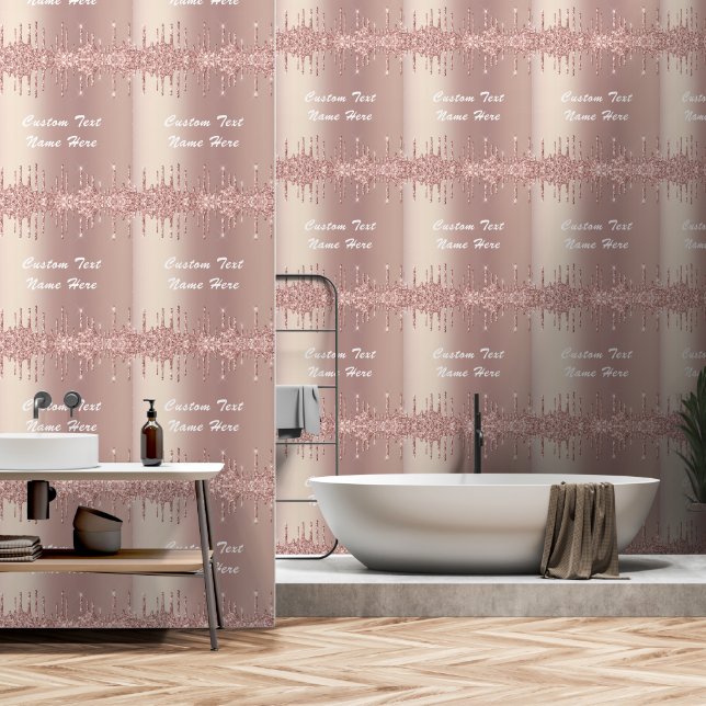 Rose Gold Glitter Sparkly Custom Text Personalized Wallpaper (Bathroom)