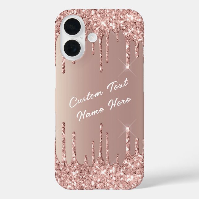 Rose Gold Glitter Sparkly Custom Text Your Name Case-Mate iPhone Case (Back)