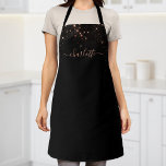 Rose Gold Glitter Sparkly Elegant Glamourous Scrip Apron<br><div class="desc">Create your own personalized black and rose gold diamond sparkle apron with your custom modern handwritten script name.</div>