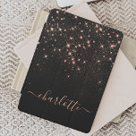Rose Gold Glitter Sparkly Elegant Glamourous Scrip iPad Air Cover<br><div class="desc">Create your own personalized black and rose gold diamond sparkle iPad cover with your custom modern handwritten script name.</div>