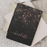 Rose Gold Glitter Sparkly Elegant Glamourous Scrip iPad Pro Cover<br><div class="desc">Create your own personalized black and rose gold diamond sparkle iPad cover with your custom modern handwritten script name.</div>