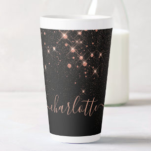 Rose Gold Glitter Sparkly Elegant Glamourous Scrip Latte Mug