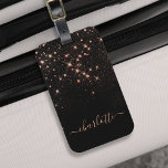 Rose Gold Glitter Sparkly Elegant Glamourous Scrip Luggage Tag<br><div class="desc">Create your own personalized black and rose gold diamond sparkle luggage tag with your custom modern handwritten script name.</div>