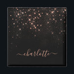 Rose Gold Glitter Sparkly Elegant Glamourous Scrip Magnet<br><div class="desc">Create your own personalized black and rose gold diamond sparkle magnet with your custom modern handwritten script name.</div>