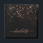 Rose Gold Glitter Sparkly Elegant Glamourous Scrip Magnet<br><div class="desc">Create your own personalized black and rose gold diamond sparkle magnet with your custom modern handwritten script name.</div>