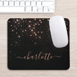 Rose Gold Glitter Sparkly Elegant Glamourous Scrip Mouse Pad<br><div class="desc">Create your own personalized black and rose gold diamond sparkle mouse pad with your custom modern handwritten script name.</div>