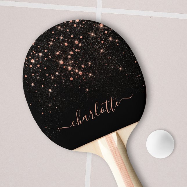 Rose Gold Glitter Sparkly Elegant Glamourous Scrip Ping Pong Paddle (Creator Uploaded)