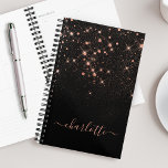 Rose Gold Glitter Sparkly Elegant Glamourous Scrip Planner<br><div class="desc">Create your own personalized black and rose gold diamond sparkle planner with your custom modern handwritten script name.</div>