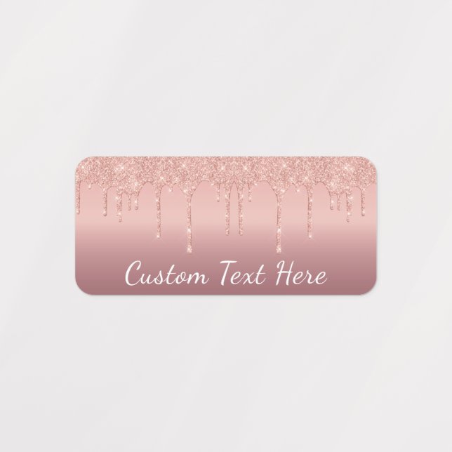 Rose Gold Glitter Sparkly Labels with Custom Text (Design 3)
