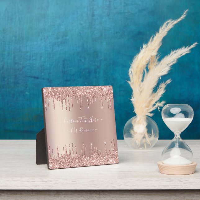 Rose Gold Glitter Sparkly Plaque Gift Custom Text (Insitu)