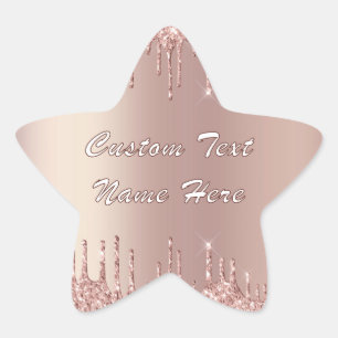 Rose Gold Glitter Sparkly Sticker with Custom Text