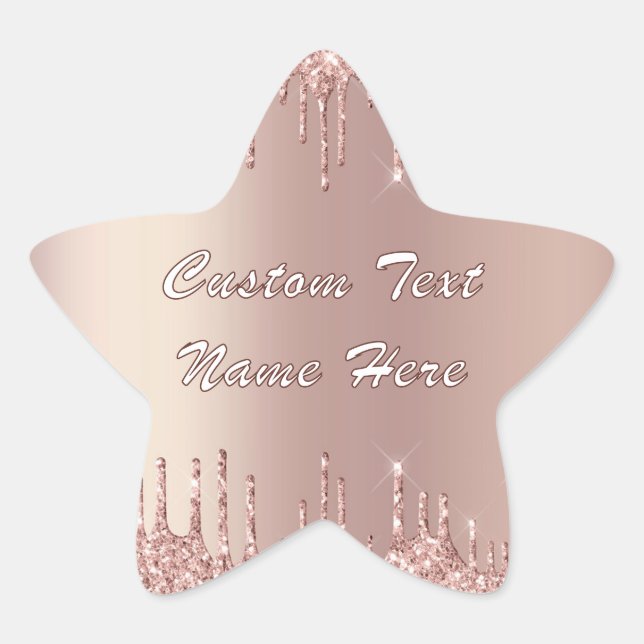 Rose Gold Glitter Sparkly Sticker with Custom Text (Front)