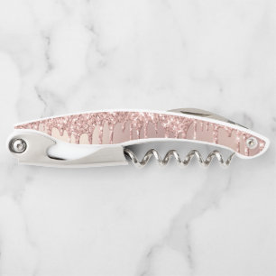 Rose Gold Glitter Sparkly Waiter's Corkscrew Gift