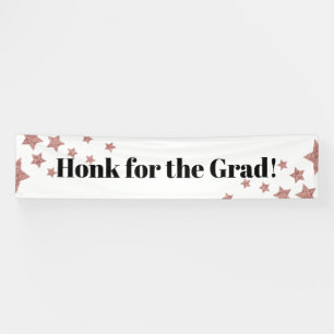 Rose Gold Glitter Stars Sparkle Honk for the Grad Banner