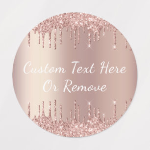 Rose Gold Glitter Sticker with Custom Text Name