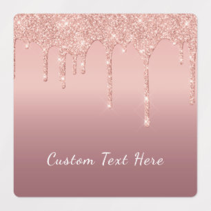 Rose Gold Glitter Stickers Personalized Text