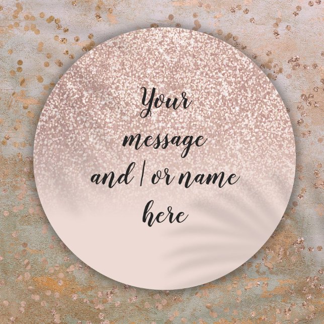 Rose Gold Glitter Style Personalized Classic Round Sticker (Rose Gold Glitter Style Personalized Classic Round Sticker)