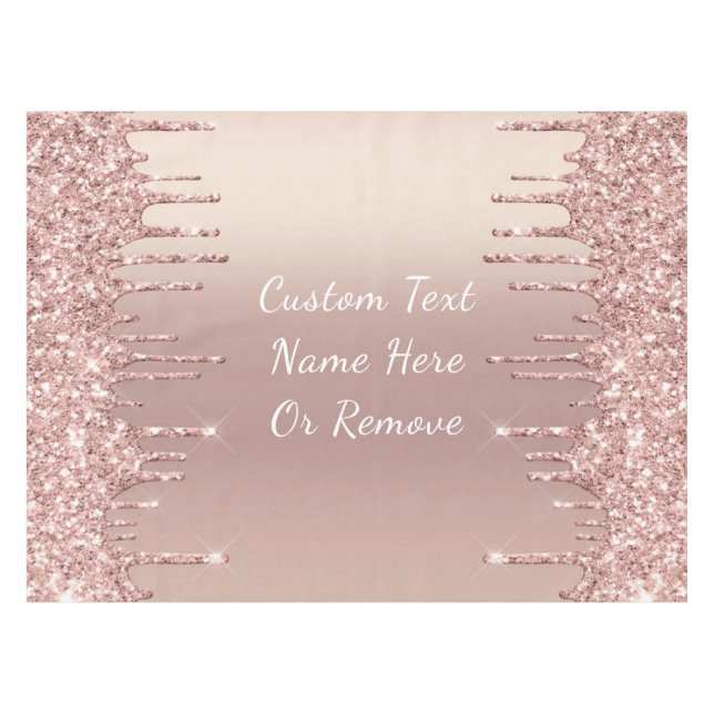 Rose Gold Glitter Tablecloth Personalized Text (Front (Horizontal))