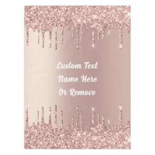 Rose Gold Glitter Tablecloth with Your Text Name