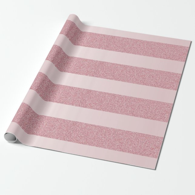 Rose Gold Glitter Template Elegant Christmas Wrapping Paper (Unrolled)