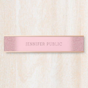 Rose Gold Glitter Template Elegant Modern Simple Door Sign