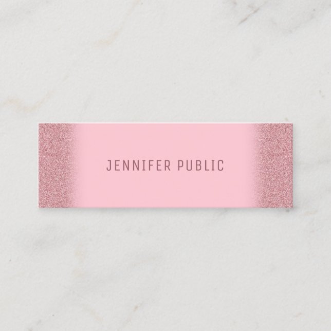 Rose Gold Glitter Template Modern Elegant Trendy Mini Business Card (Front)