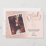 Rose gold glitter thank you bat mitzvah photo<br><div class="desc">A modern,  original and simple faux rose gold glitter ombre thank you bat mitzvah with cross invitation on a fully customizable blush pink colour background. Upload your photo.</div>