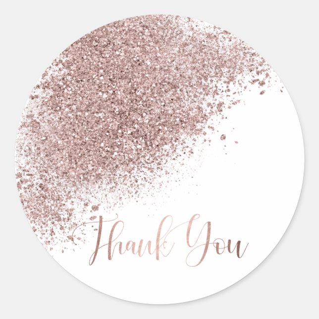 Rose Gold Glitter Thank You Envelope Seal (Front)