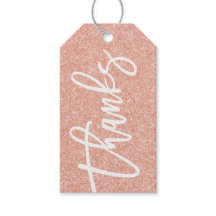Rose Gold Glitter Thanks gift tag shower favour